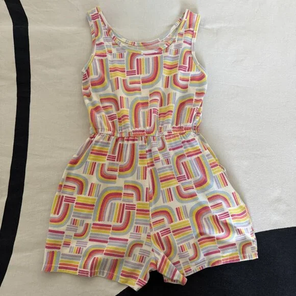 Girls Rainbow Pattern Romper | Colorful Summer One-Piece Sz L (10-12) - Picture 3 of 7